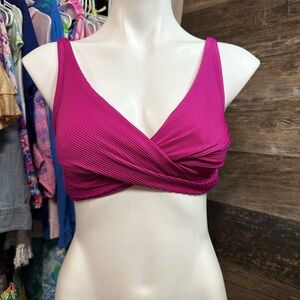 Freshwater Vibrant Fuschia Pink Wrap Bikini Top with Wide Straps